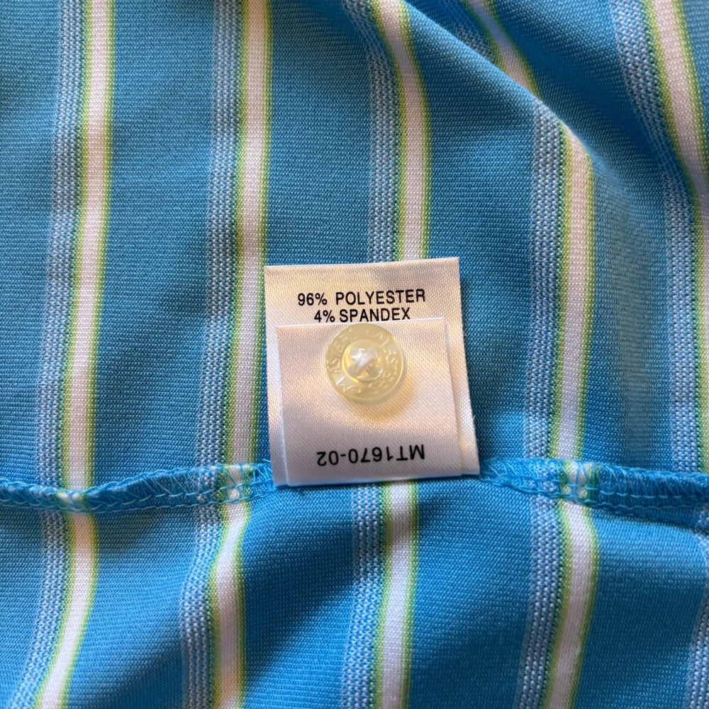 Masters Tech Mens XL Blue White Striped Golf Polo Shirt Short Sleeve MT1670-02 - Picture 5 of 7